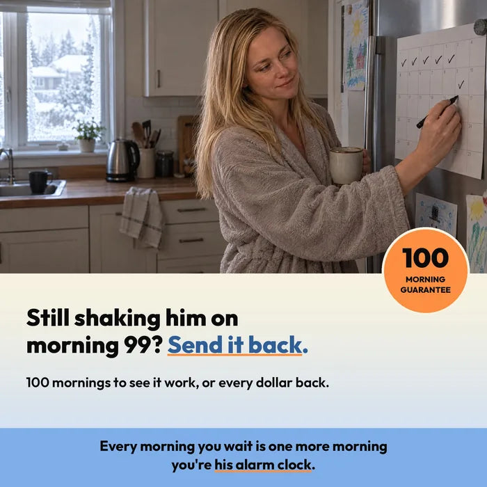 Still shaking him on morning 99? Send it back. 100 mornings to see it work, or every dollar back. Ships in 2 to 4 days in Canada.